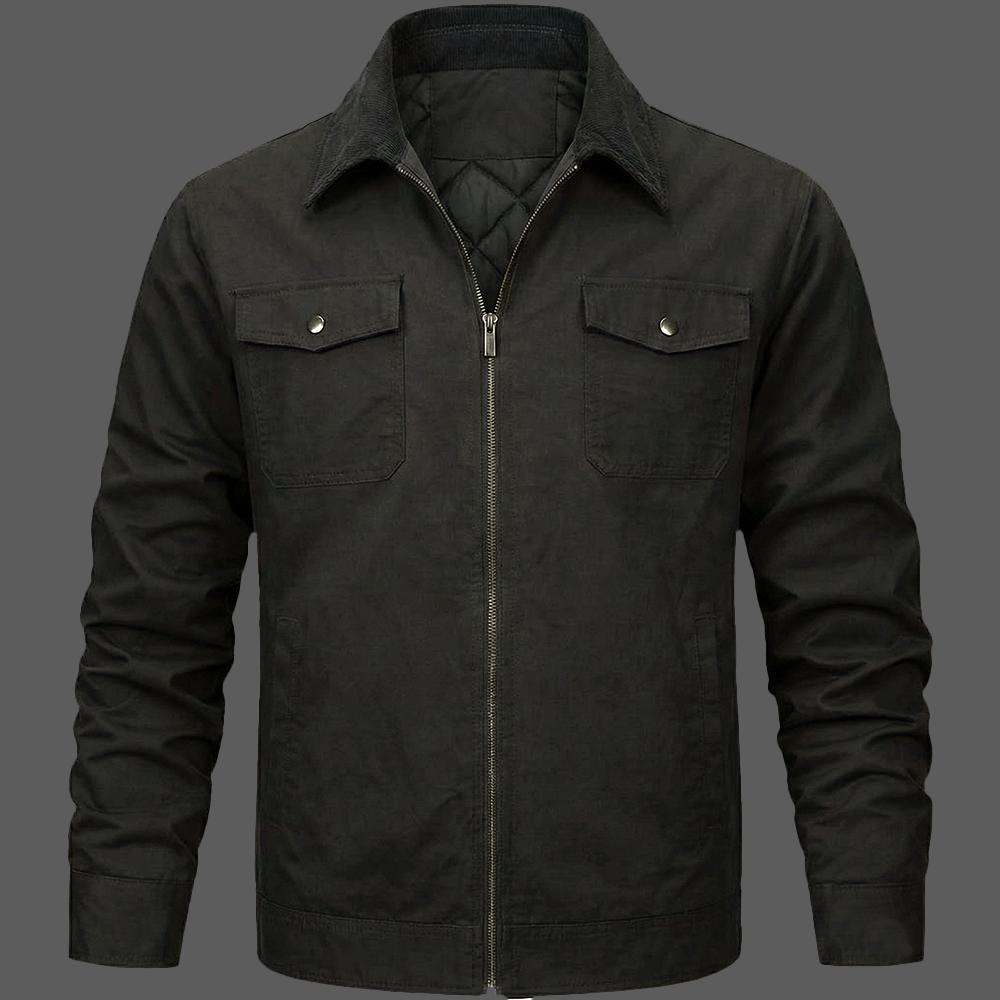 Black-Mens-Quilted-Lining-Cotton-Jacket-Corduroy-Collar-Work-Shacket-01