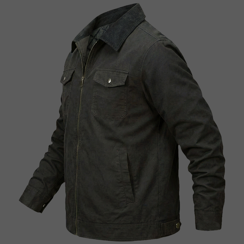 Black-Mens-Quilted-Lining-Cotton-Jacket-Corduroy-Collar-Work-Shacket-03