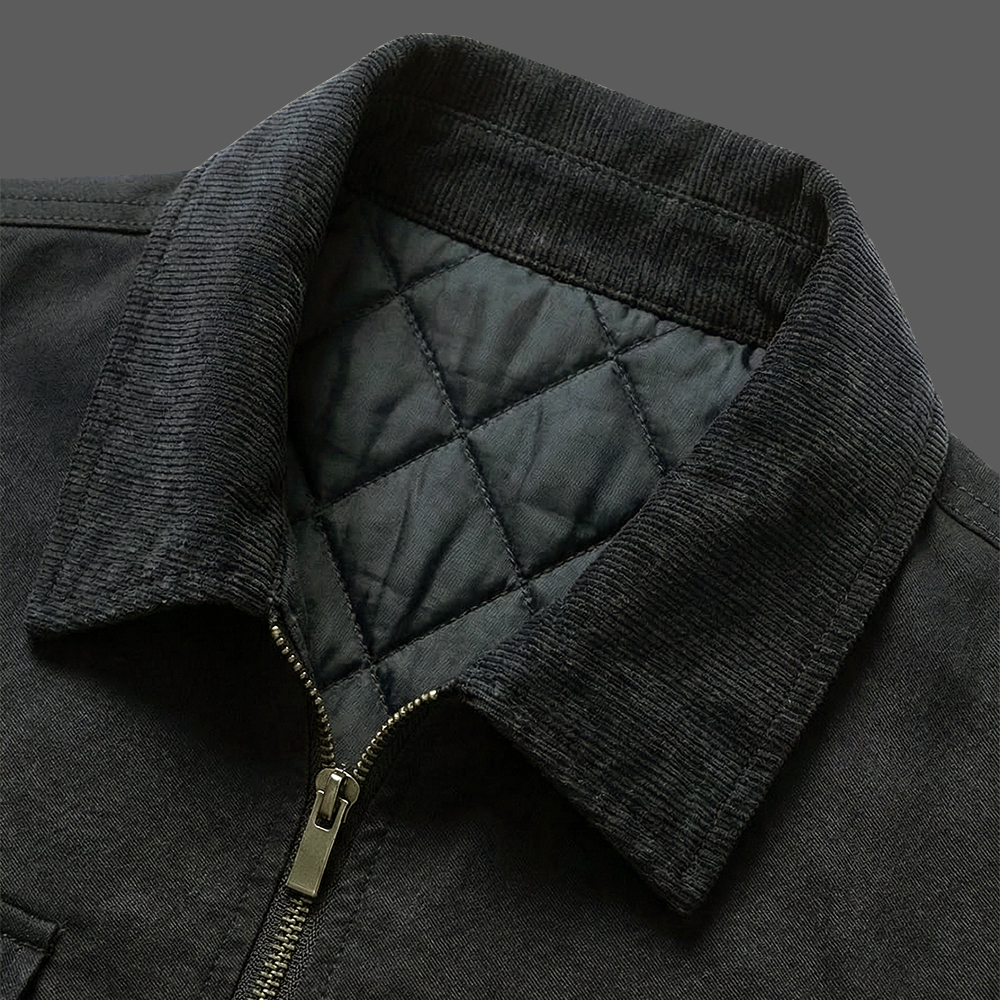 Black-Mens-Quilted-Lining-Cotton-Jacket-Corduroy-Collar-Work-Shacket-05