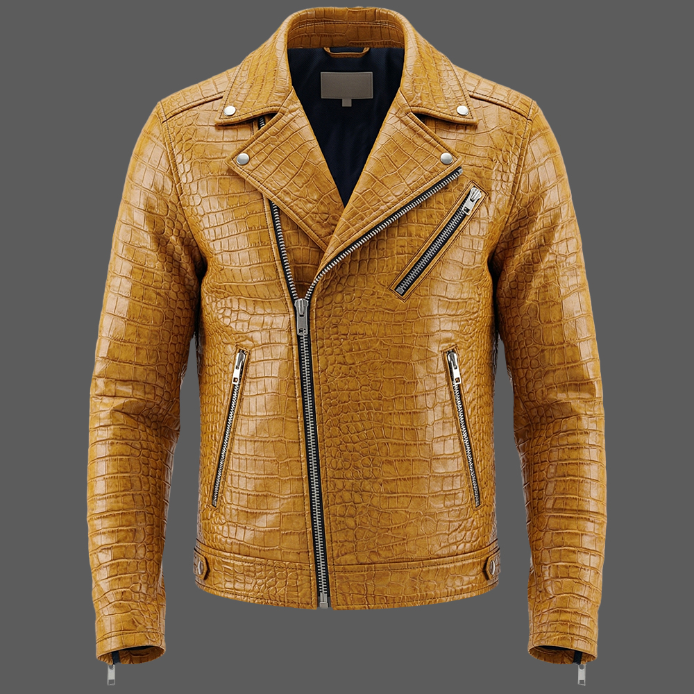 Mens-Crocodile-Embossed-Biker-Jacket-Faux-Leather-Motorcycle-Coat-11