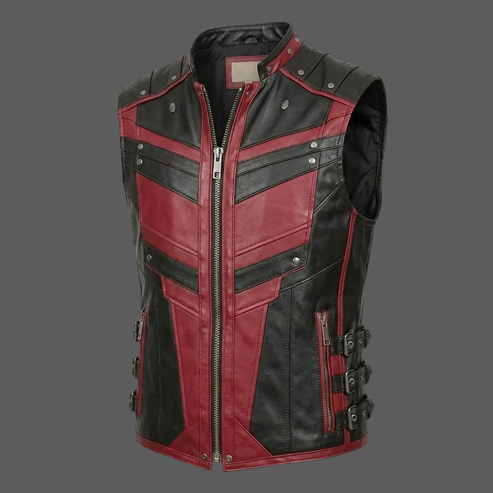 Mens-Gothic-Leather-Vest-Red-and-Black-Steampunk-Biker-Waistcoat-03