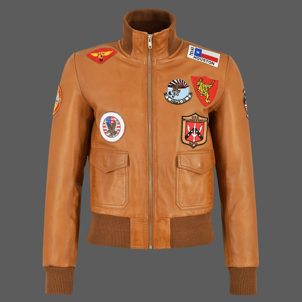 Womens-Top-Gun-Bomber-Leather-Jacket-Brown-01