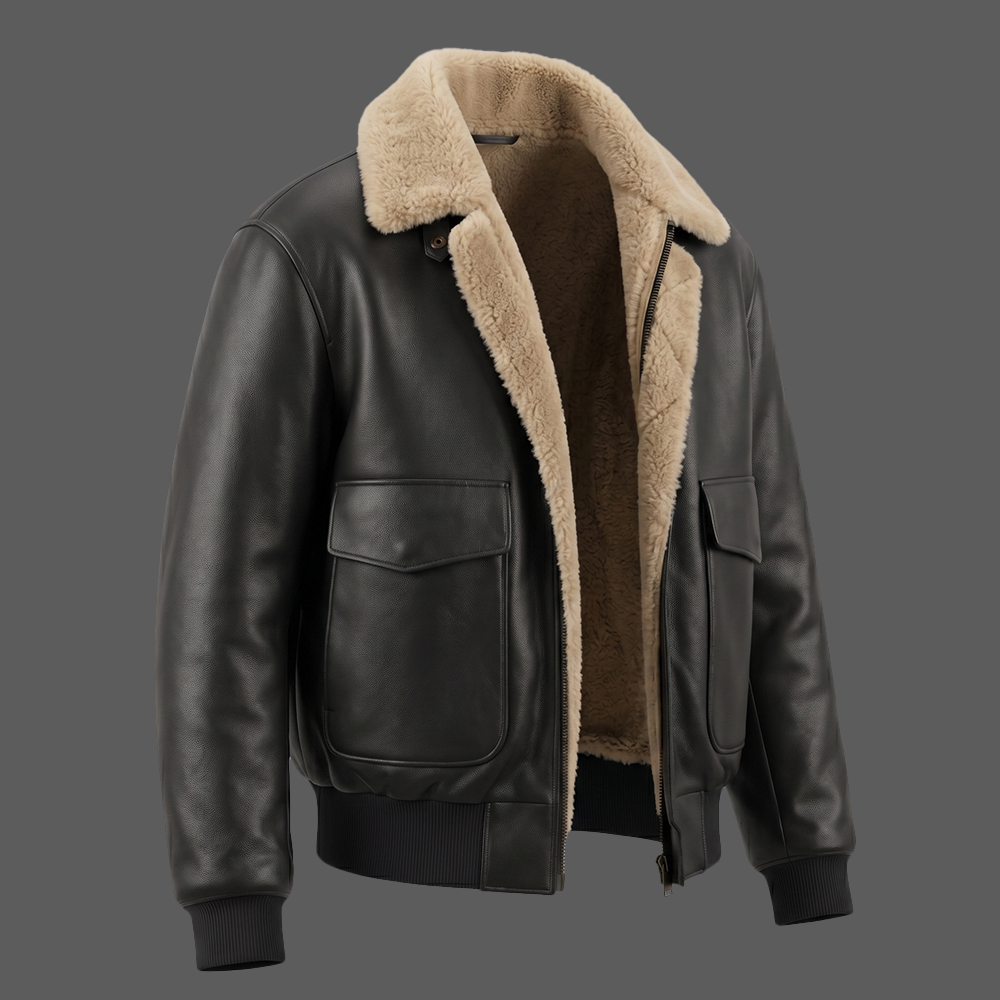 Mens-B3-Aviator-Leather-Bomber-Jacket-Shearling-Sheepskin-WWII-Pilot-Style-03