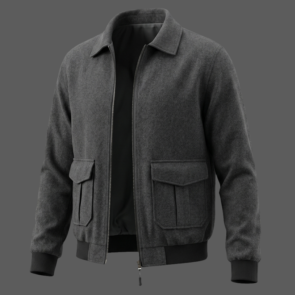 Charcoal-Grey--Casual-Collar-Jacket-with-Utility-Cargo-Pockets-03