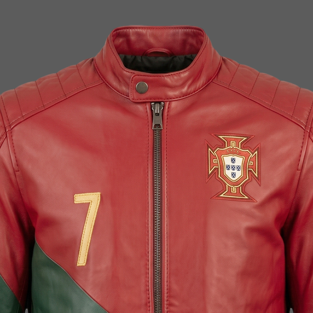 Mens-CR7-Portugal-Leather-Moto-Jacket-Red-&-Green-Cafe-Racer-Football-Fan-Jacket-04