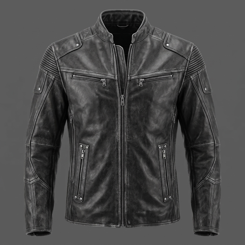 Mens-Black-Colour-leather-jacket-made-with-fine-sheepskin Black Sheepskin Jacket