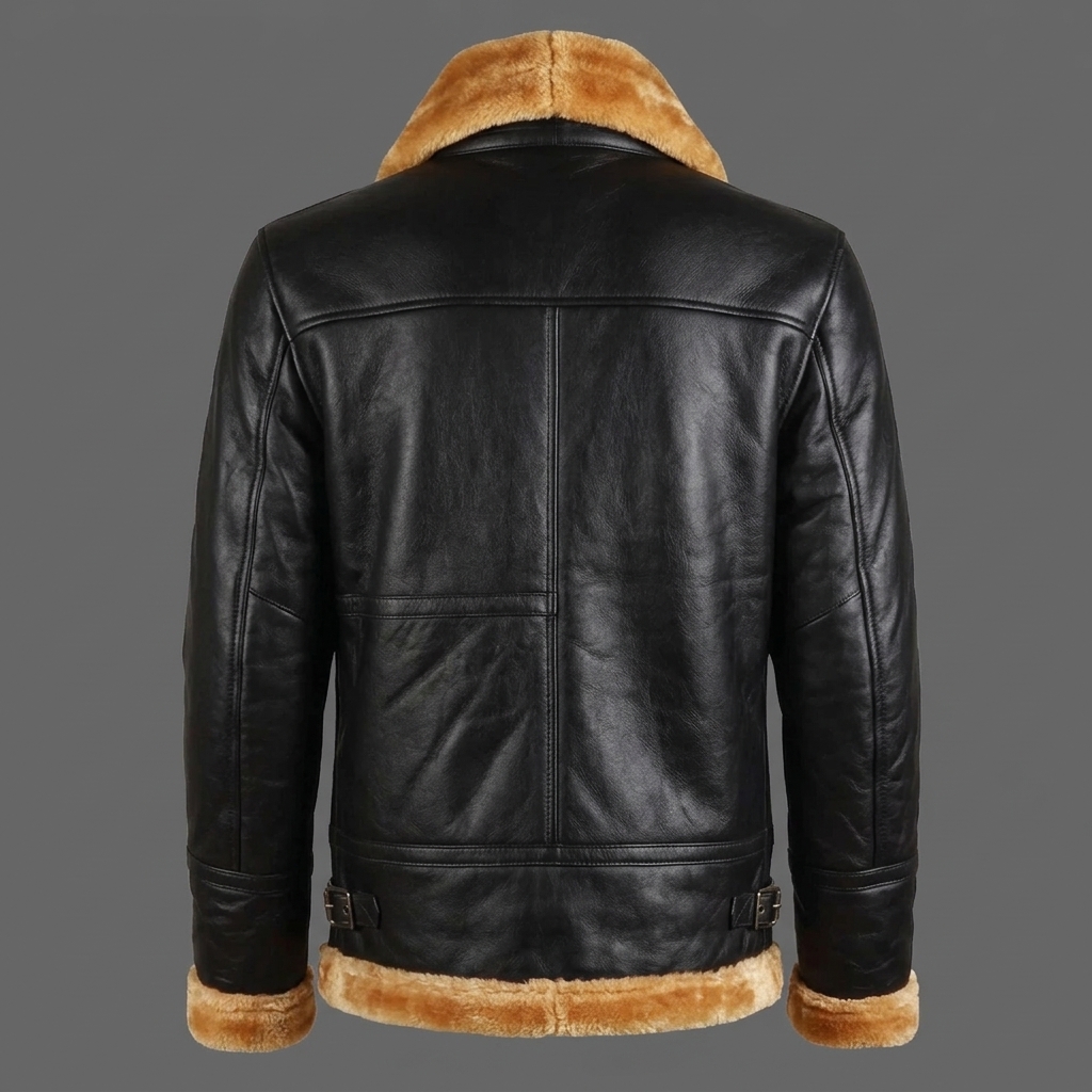 Mens Black Genuine Sheep Leather Aviator Bomber Jacket Handmade Coat (2) Mens Black Genuine Sheep Leather Aviator Bomber Jacket Handmade Coat