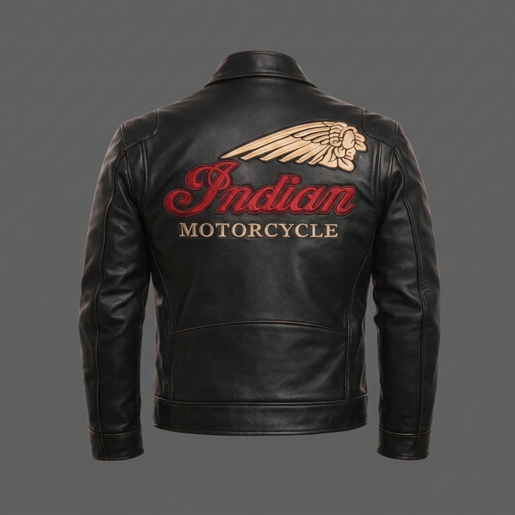 Men's Black Indian Vintage Embroidered Biker Riding Jacket Men's Black Indian Vintage Embroidered Biker Riding Jacket