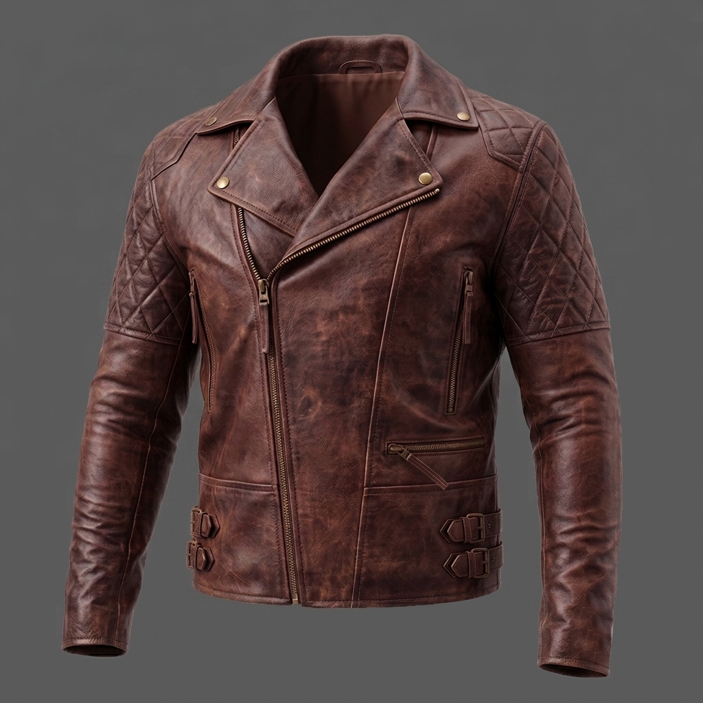 Dark Brown Classic Biker Leather Jacket