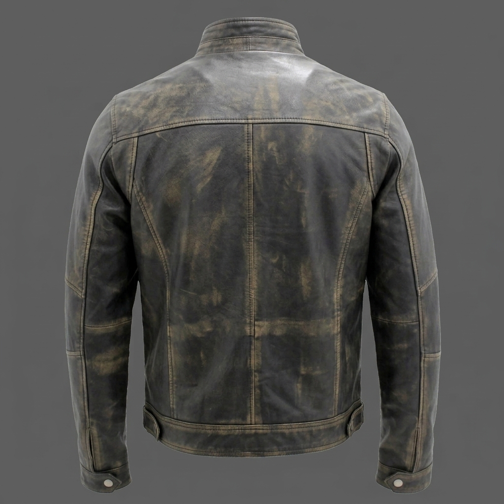 Mens Vintage Black Warm Real Leather Biker Jacket Retro Distressed Motorcycle (1) Men's Vintage Black Warm Real Leather Biker Jacket