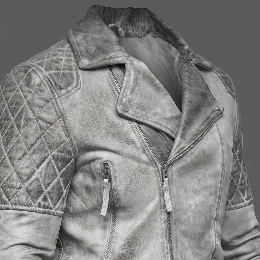 White Skull & Bones Biker Leather Jacket