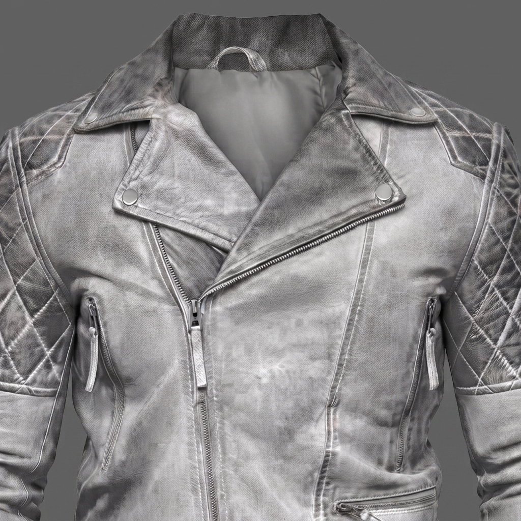 White Skull & Bones Biker Leather Jacket