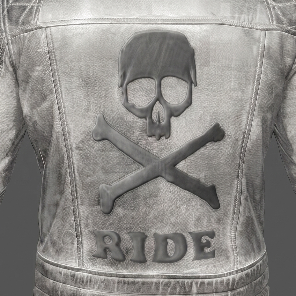 White Skull & Bones Biker Leather Jacket