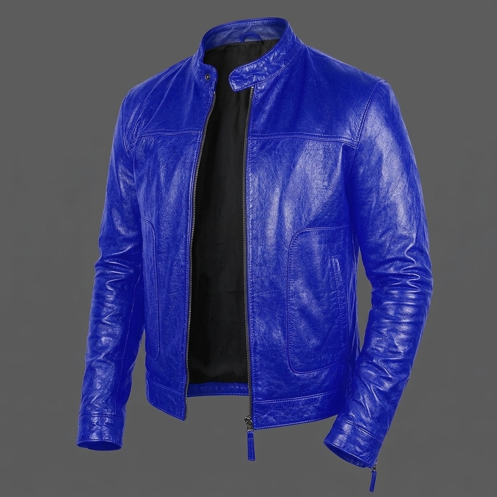 Blue Biker Motorcycle Jacket