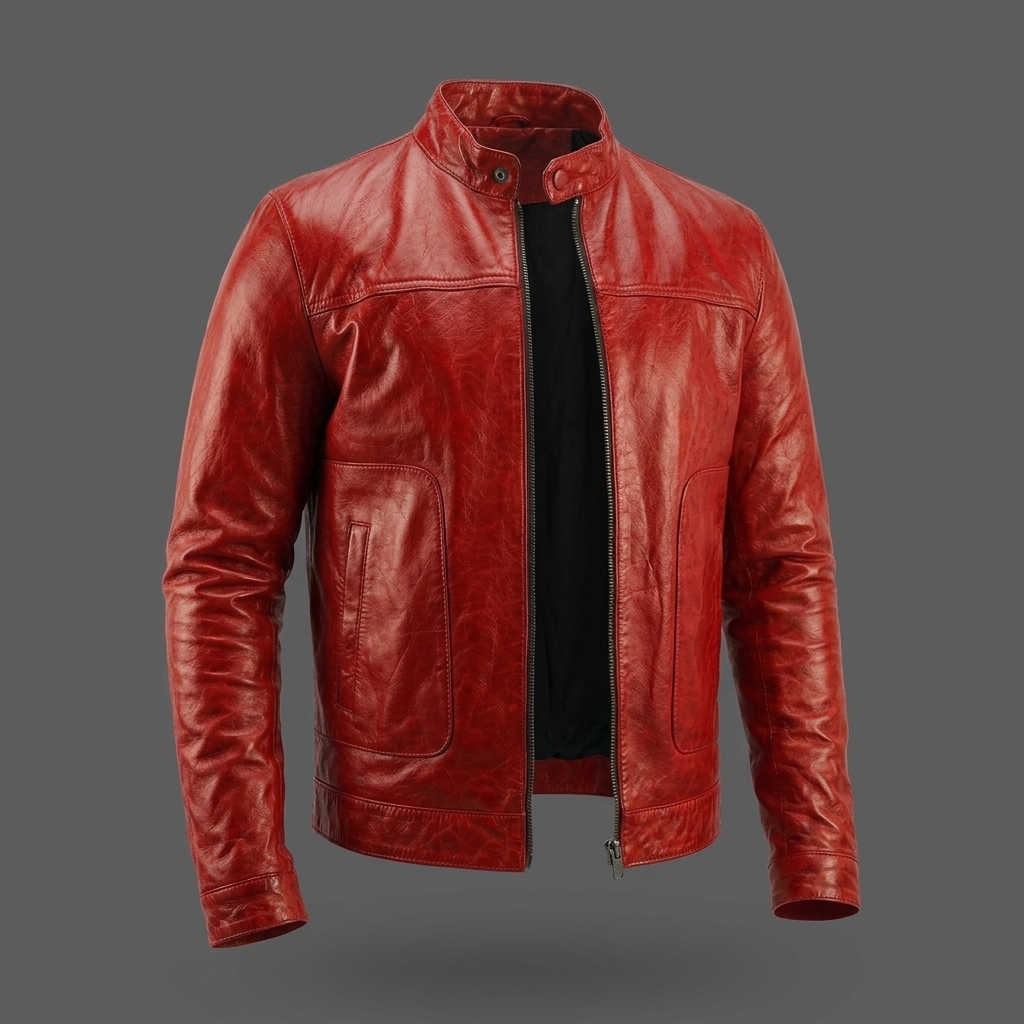 Red Biker Leather Jacket
