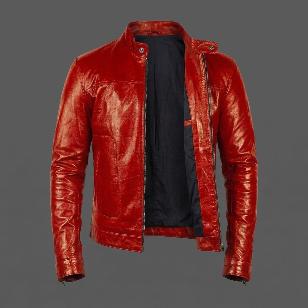 Red Biker Leather Jacket