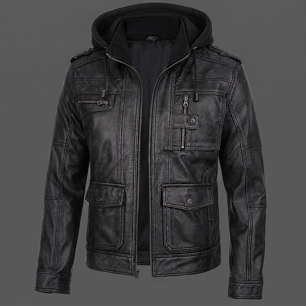 Cafe Racer Men's Leather Jacket Black