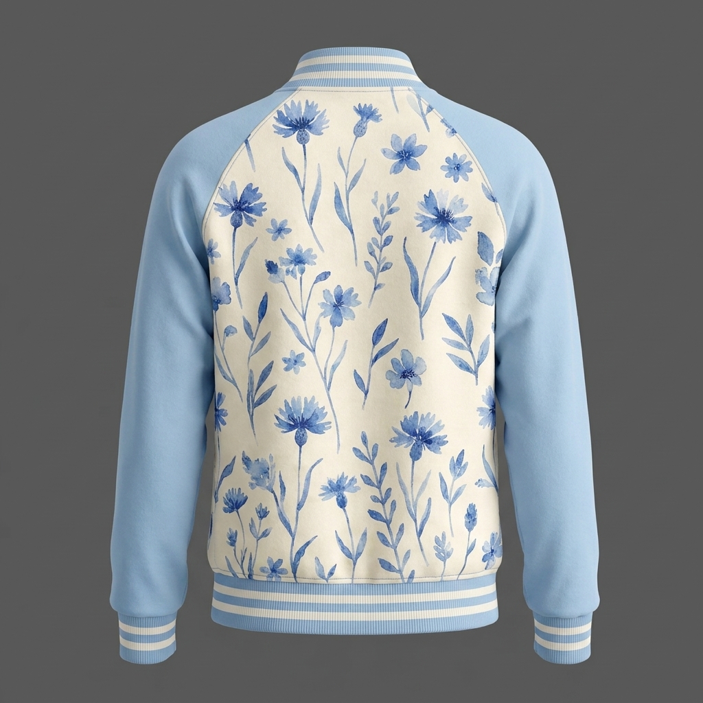 Blue Floral Varsity Jacket