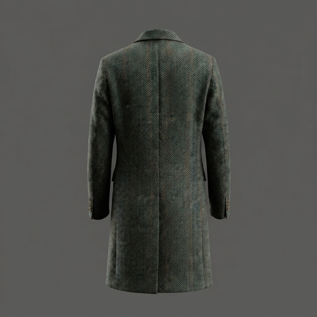 Men’s Green Tweed Overcoat – Vintage Herringbone Coat Men’s Green Tweed Overcoat