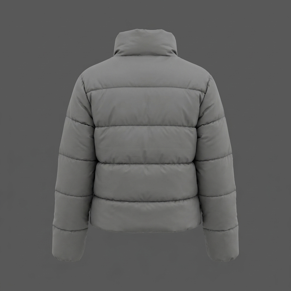 Women's Grey Lightweight Puffer Quilted Jacket with Stand Collar Women's Grey Lightweight Puffer Jacket