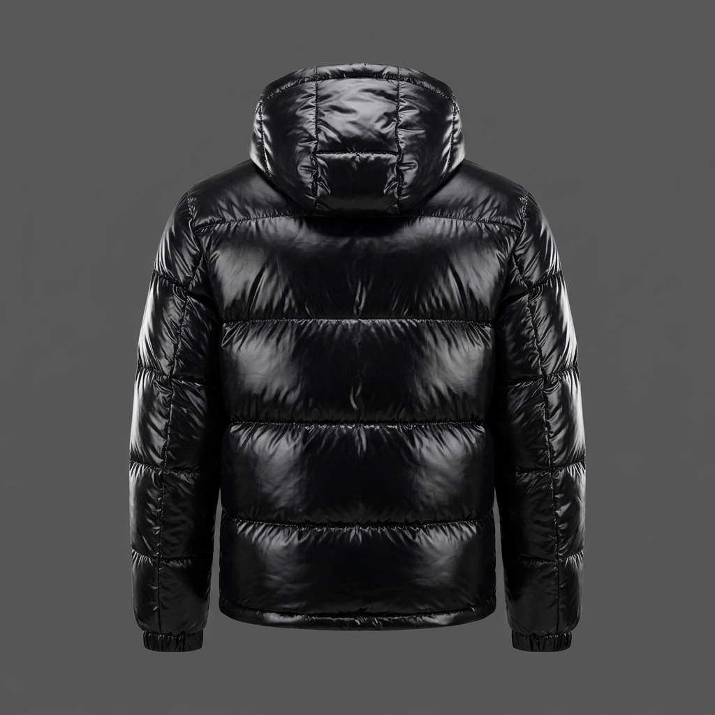 Men's Black Leather Puffer Jacket