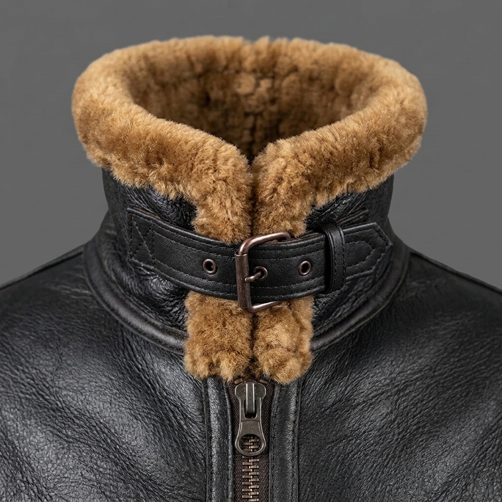 Men's Black Sheepskin B3 Bomber Vintage Aviator Leather Jacket Black Sheepskin B3 Bomber Jacket