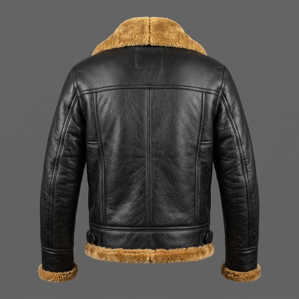 Men's Black Sheepskin B3 Bomber Vintage Aviator Leather Jacket Black Sheepskin B3 Bomber Jacket