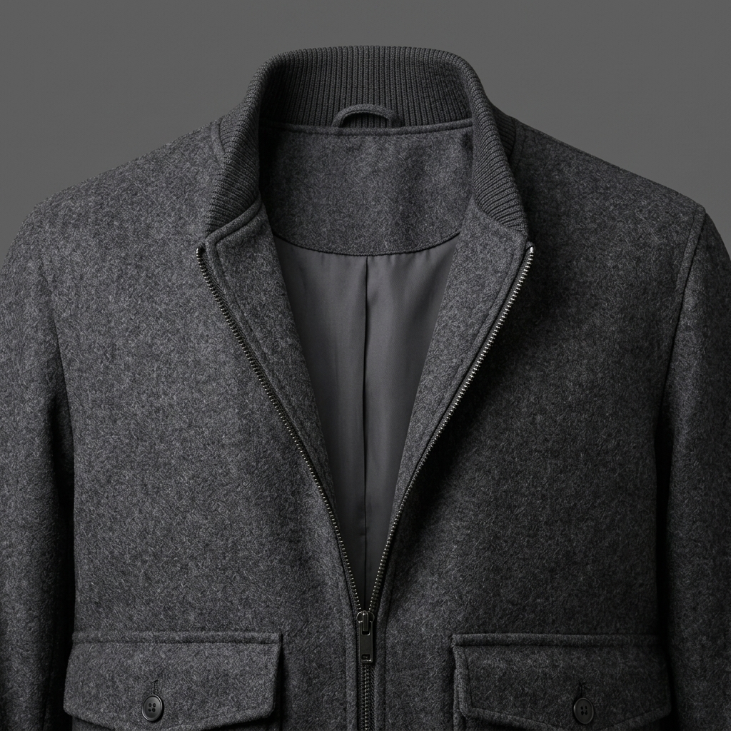 Men’s Charcoal Grey Wool Bomber Jacket