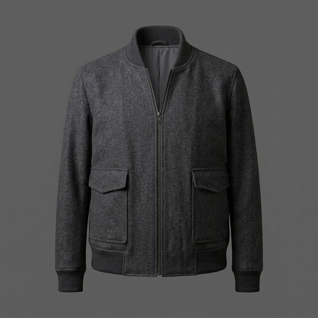 Men’s Charcoal Grey Wool Bomber Jacket