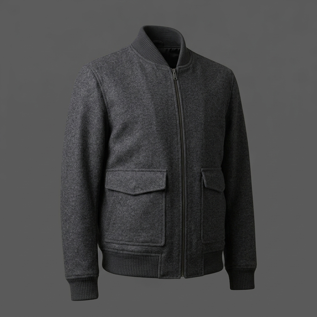 Men’s Charcoal Grey Wool Bomber Jacket