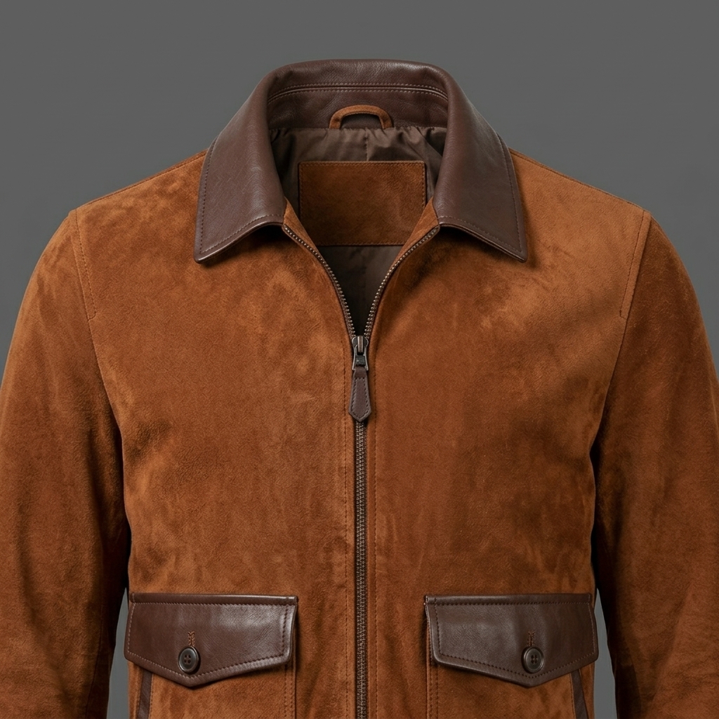 Men’s Cognac Brown Suede Leather Bomber Jacket Men’s Cognac Brown Suede Leather Bomber Jacket