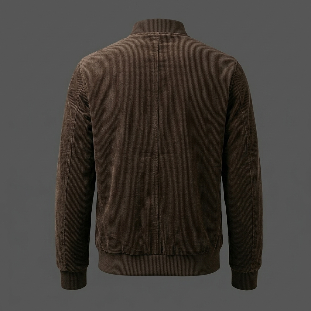 Mens Dark Brown Corduroy Bomber Jacket (1) Men’s Dark Brown Corduroy Bomber Jacket