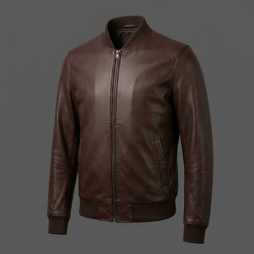 Men’s Dark Chocolate Brown Leather Bomber Jacket Men’s Dark Chocolate Brown Leather Bomber Jacket