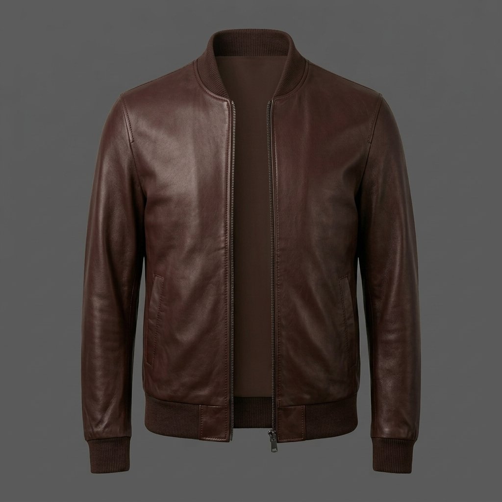 Men’s Dark Chocolate Brown Leather Bomber Jacket Men’s Dark Chocolate Brown Leather Bomber Jacket