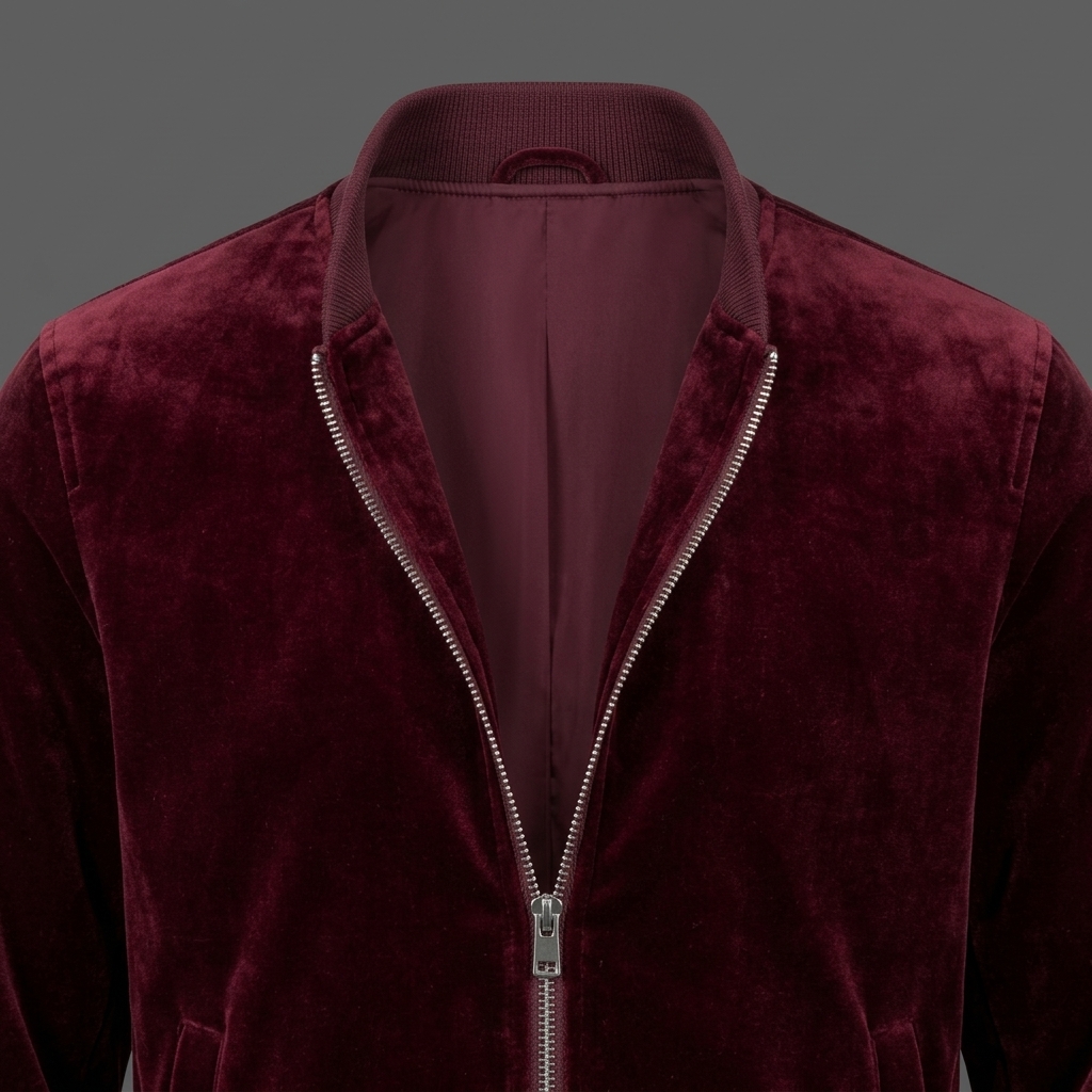 Men’s Deep Burgundy Velvet Bomber Jacket Men’s Deep Burgundy Velvet Bomber Jacket