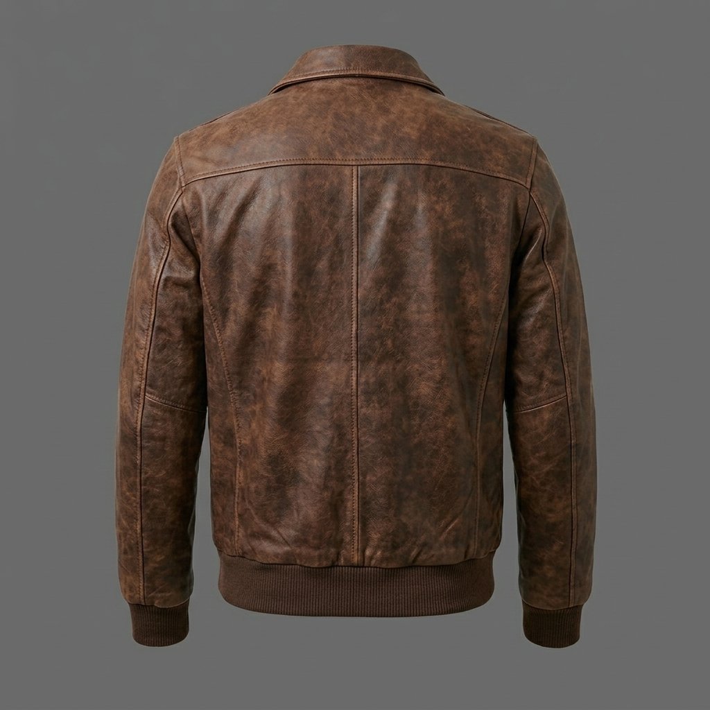 Men’s Distressed Brown Leather Flight Bomber Jacket