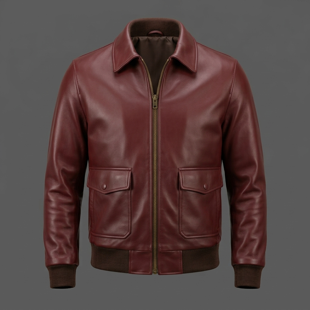 Men’s Oxblood Red Leather Bomber Jacket Men’s Oxblood Red Leather Bomber Jacket