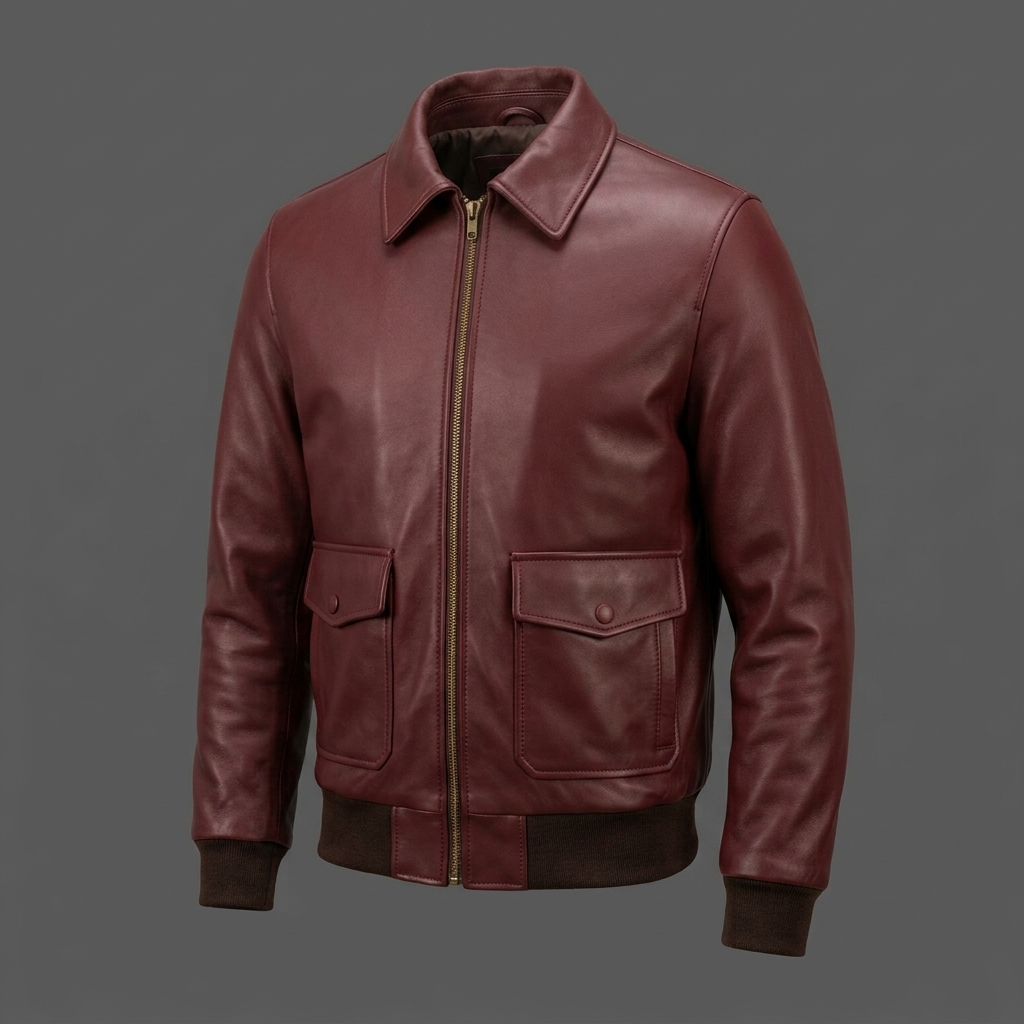 Men’s Oxblood Red Leather Bomber Jacket Men’s Oxblood Red Leather Bomber Jacket