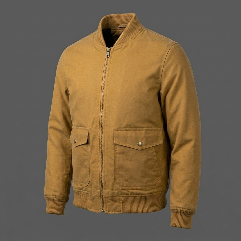 Men’s Tan Waxed Canvas Bomber Jacket Men’s Tan Waxed Canvas Bomber Jacket