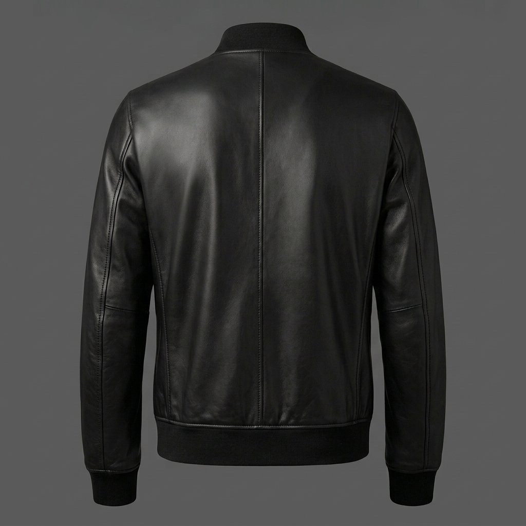 Men’s Smooth Black Leather Bomber Jacket Men’s Smooth Black Leather Bomber Jacket