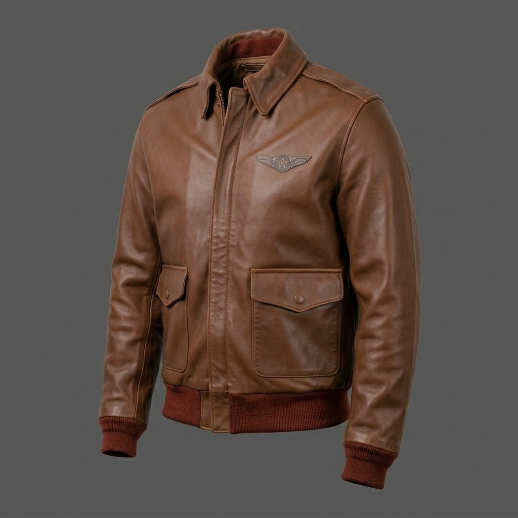 Men’s Vintage Whiskey Brown A-2 Aviator Leather Jacket