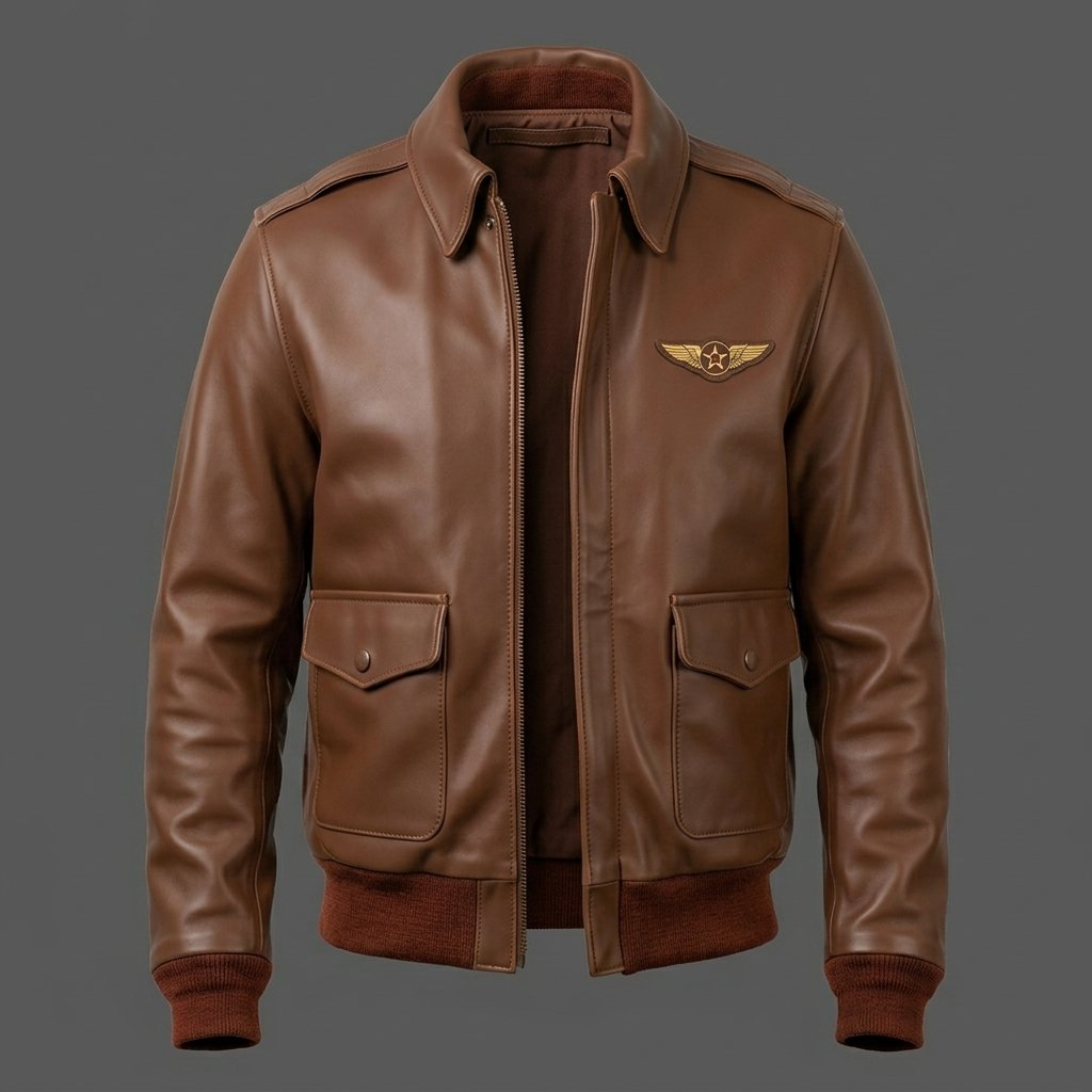 Men’s Vintage Whiskey Brown A-2 Aviator Leather Jacket