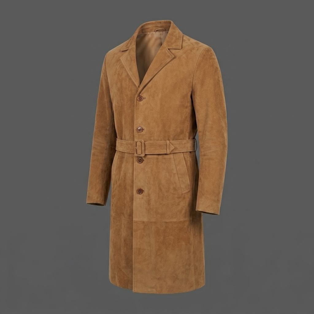 Men’s Tan Suede Trench Coat