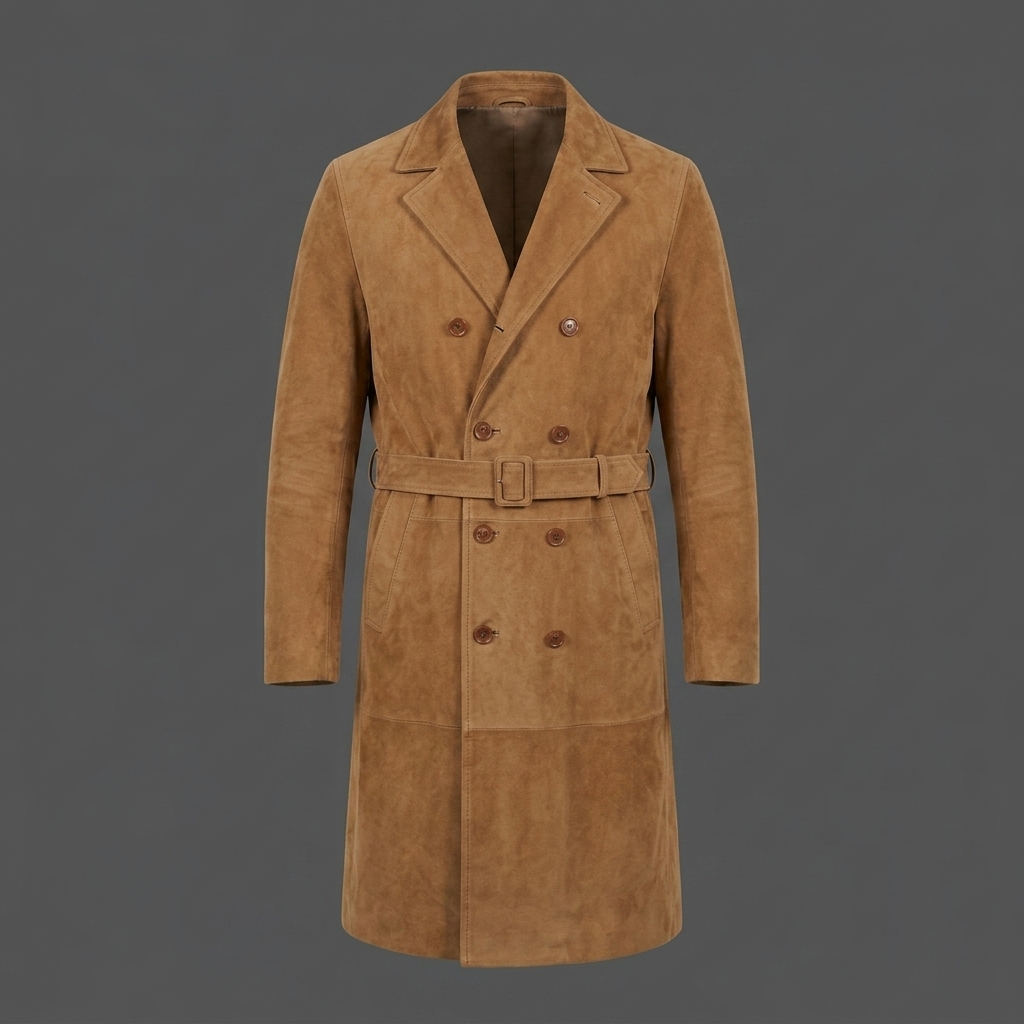 Men’s Tan Suede Trench Coat