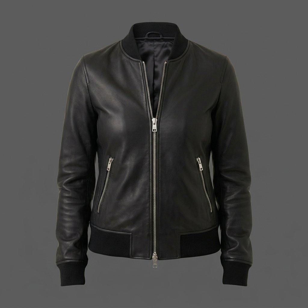 Women’s Black Leather Bomber Jacket Women’s Black Leather Bomber Jacket