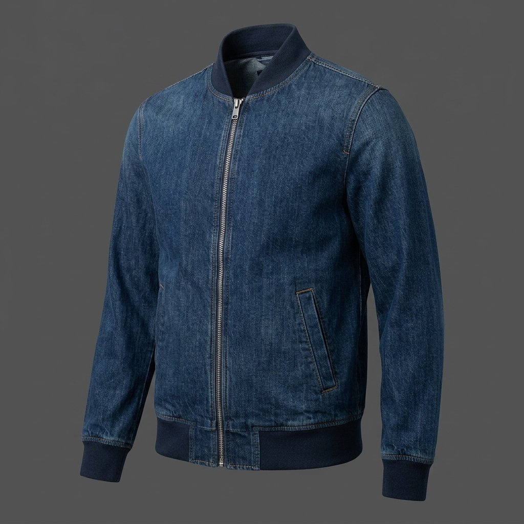 Men’s Classic Blue Denim Bomber Jacket Men’s Classic Blue Denim Bomber Jacket