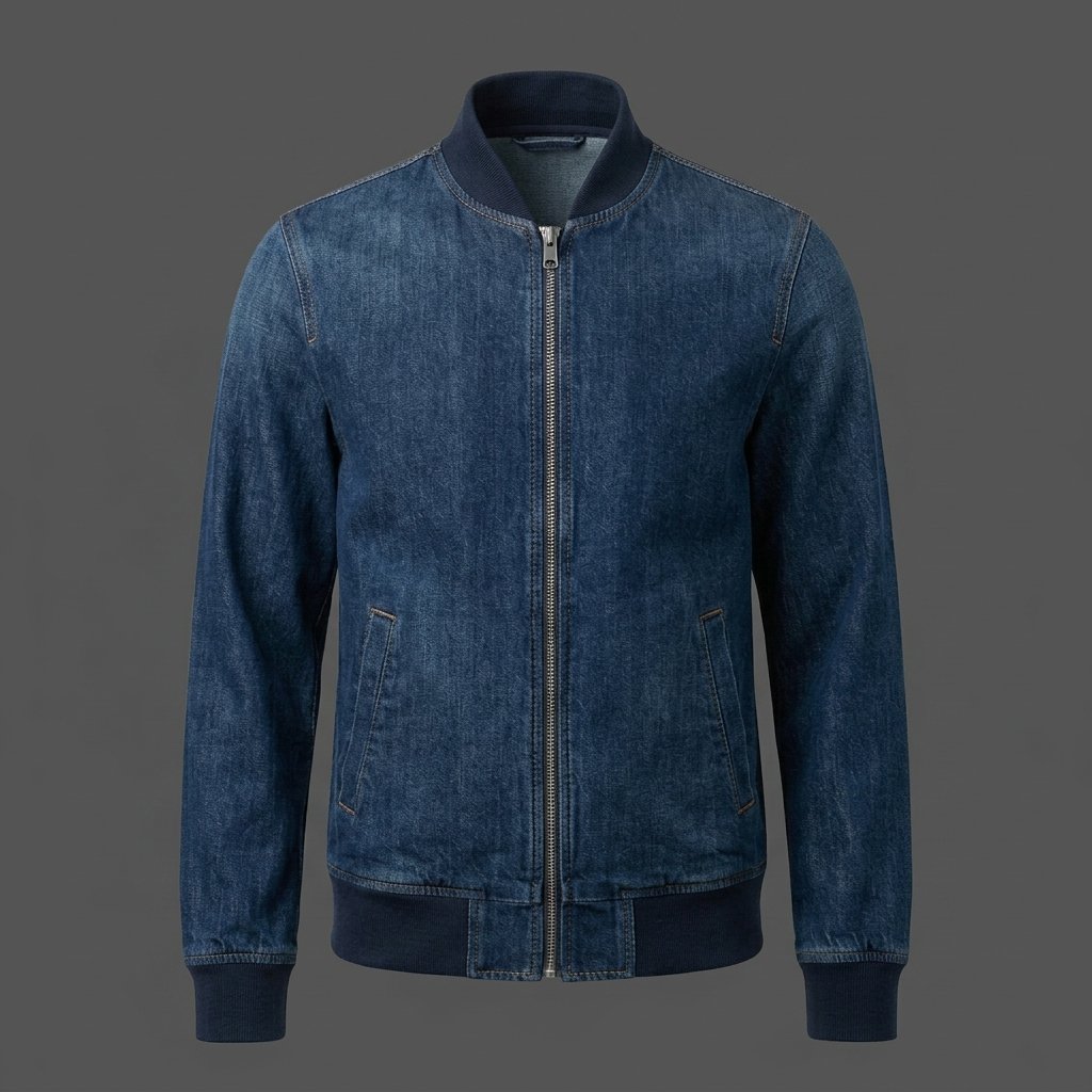 Men’s Classic Blue Denim Bomber Jacket Men’s Classic Blue Denim Bomber Jacket