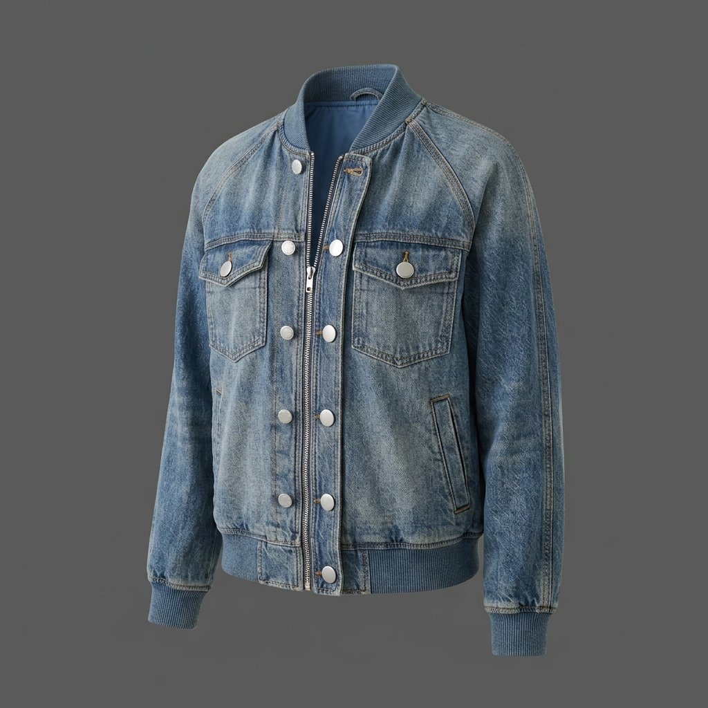 Men’s Light Blue Denim Bomber Jacket