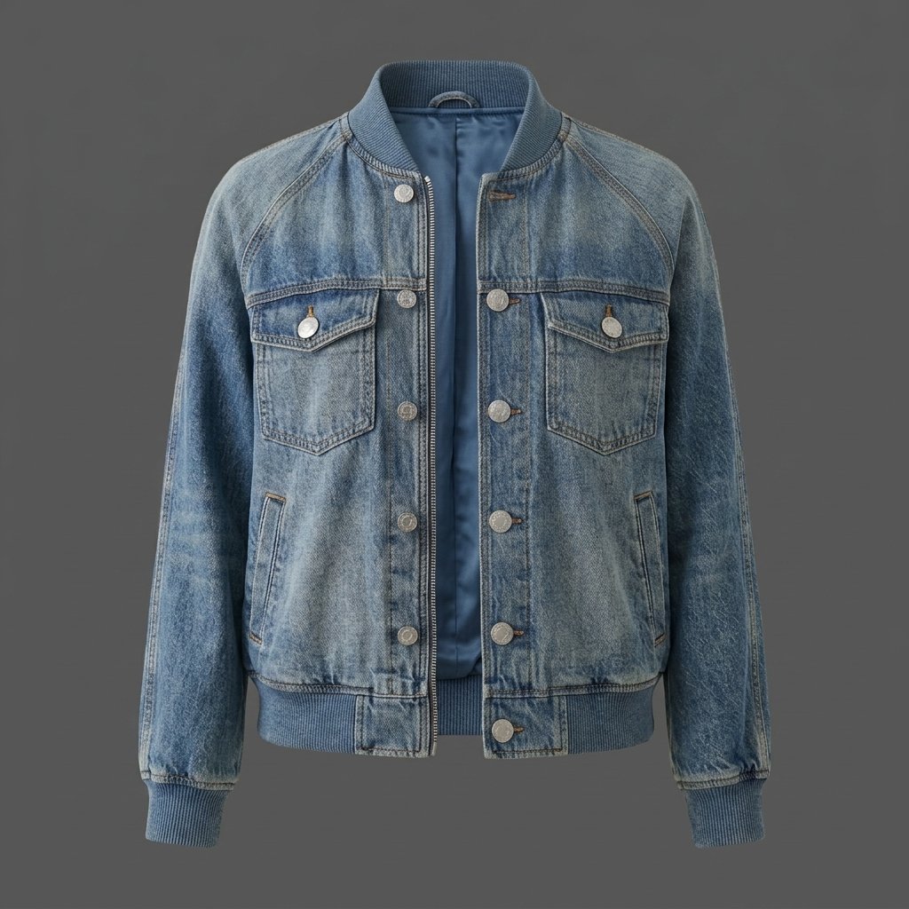Men’s Light Blue Denim Bomber Jacket