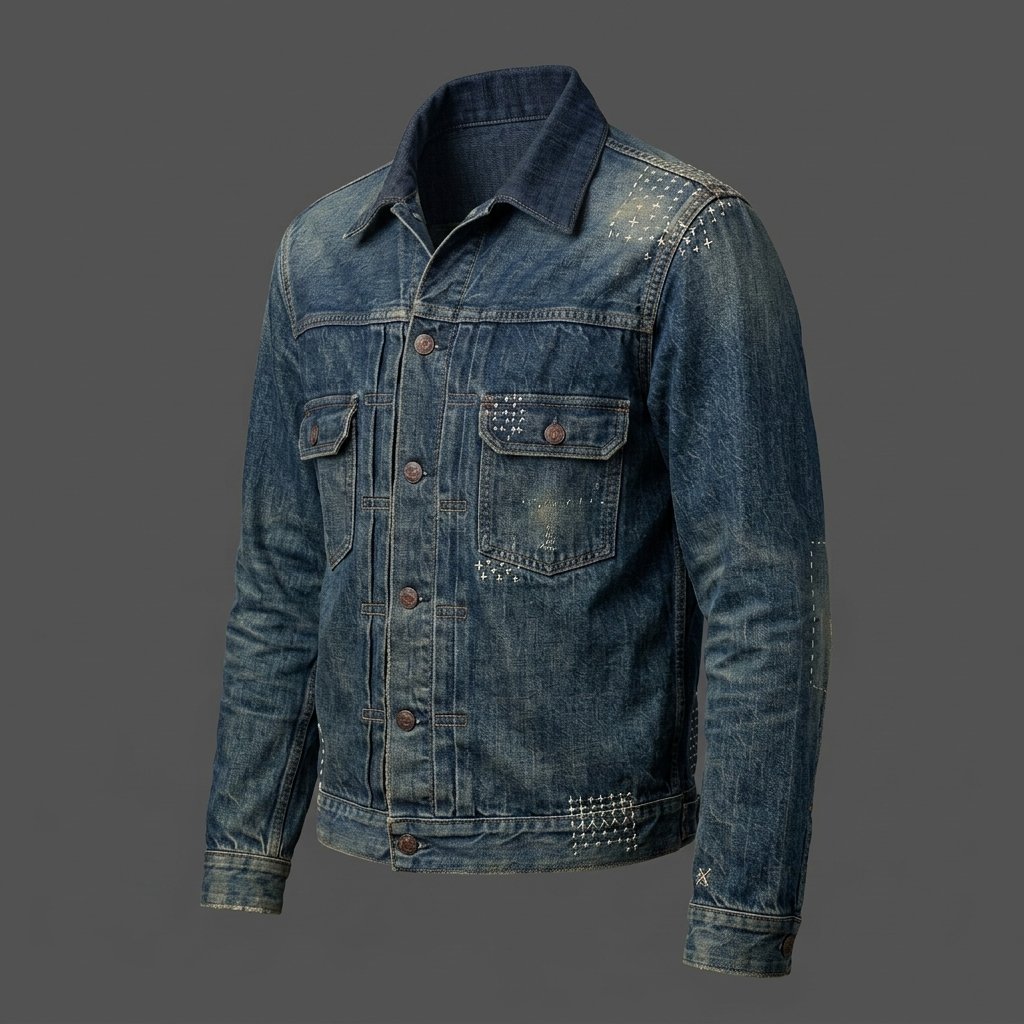Men’s Vintage Blue Distressed Denim Jacket Men’s Vintage Blue Distressed Denim Jacket